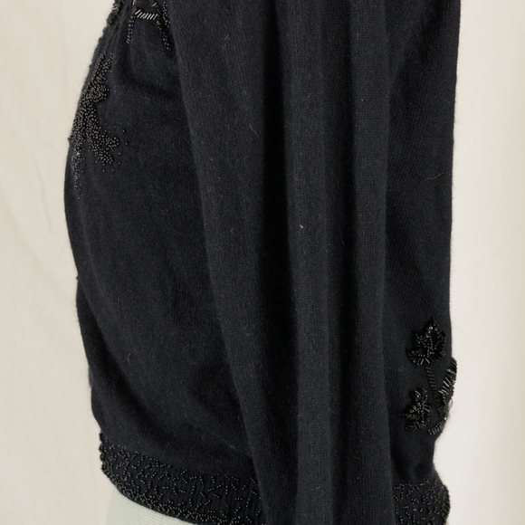 Macy's Black Floral Beaded Lambswool Sweater - Picture 2 of 7